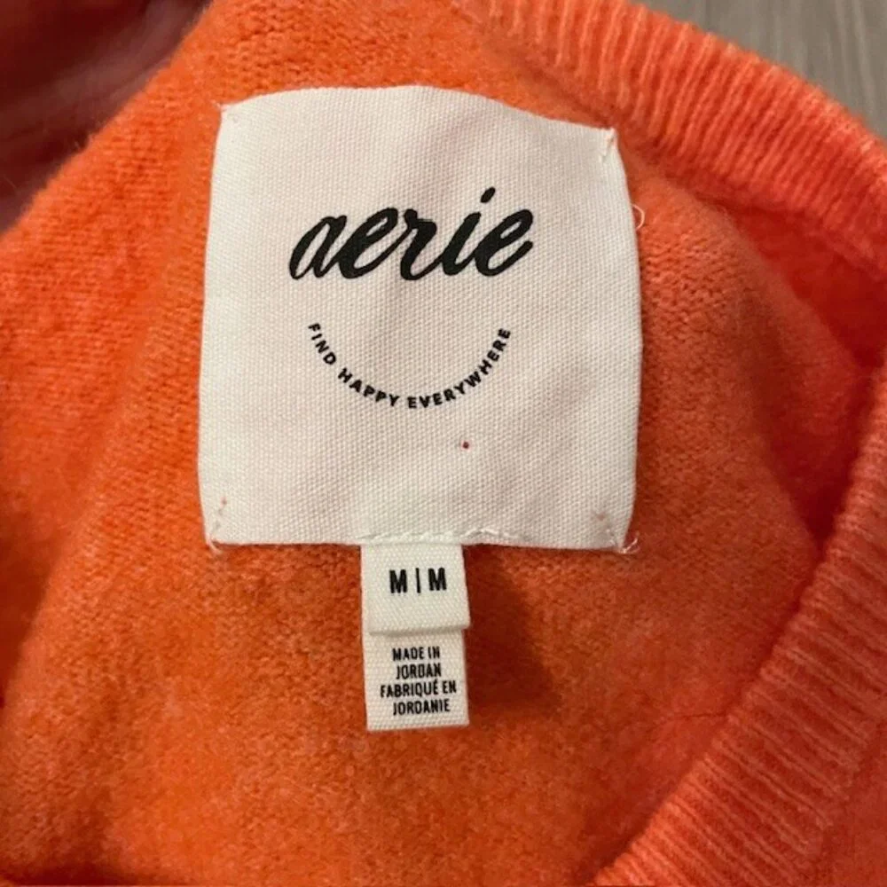 Aerie Campus Cool Plush Cardigan Button Front Size Medium Peach Coral